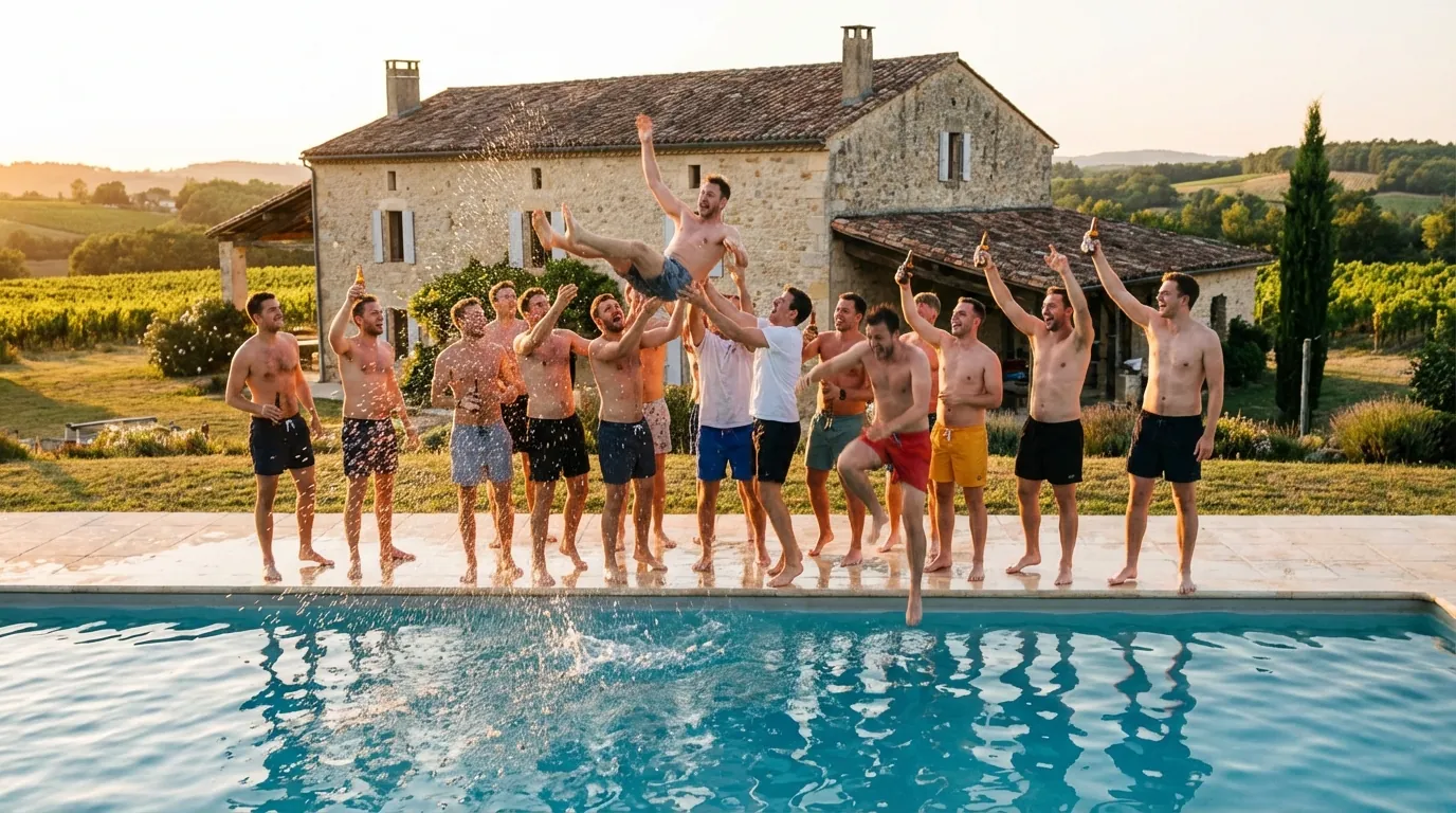 EVG entre amis au bord de la piscine EVG entre amis au bord de la piscine